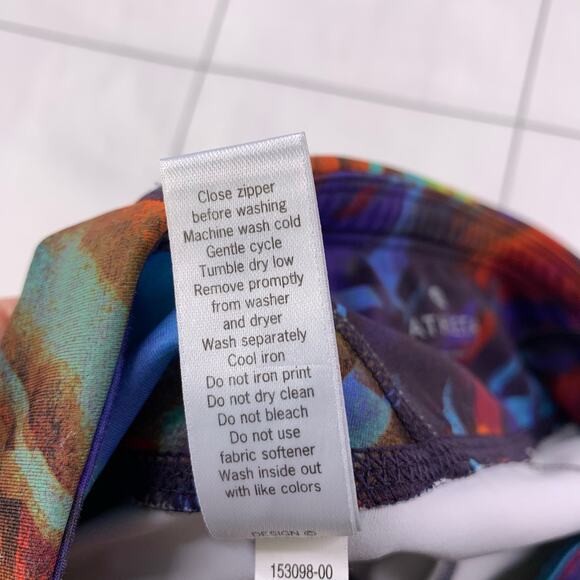 Athleta Leggings Womens Medium Blue Multicolor Colorburst Sonar Athletic Active - Picture 6 of 12